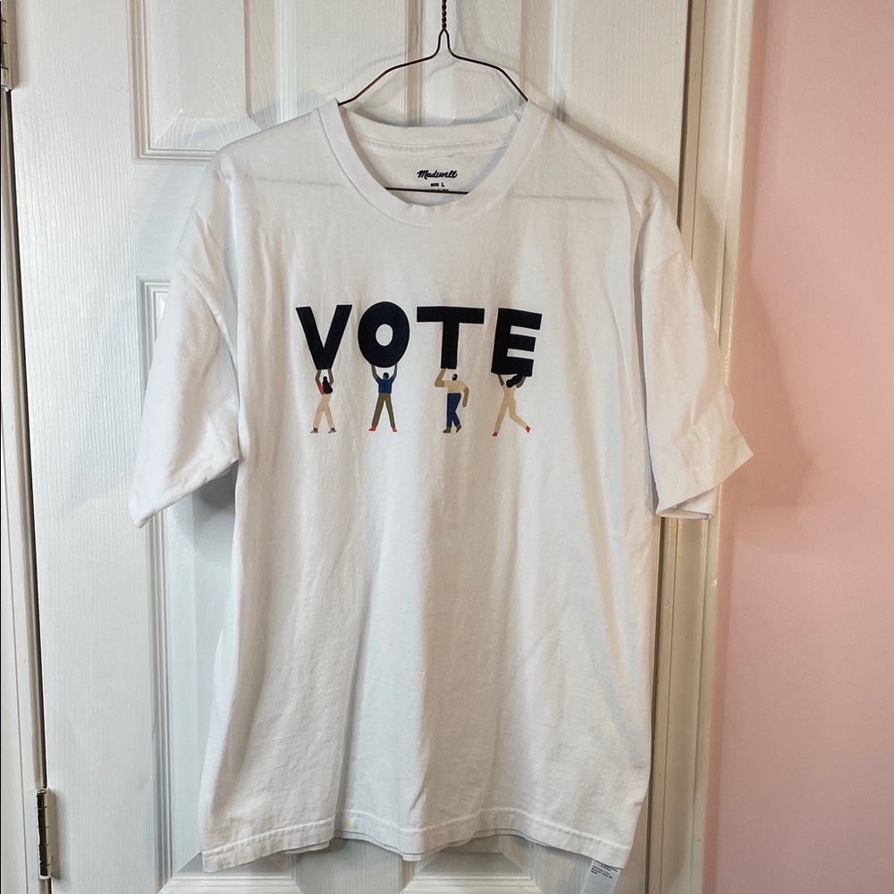 Madewell VOTE White Graphic T-Shirt Size Large